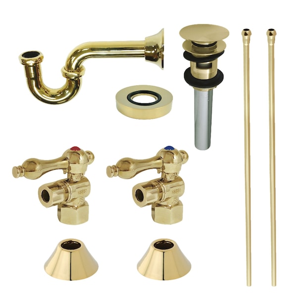 Traditional Plumbing Sink Trim Kit W/ P-Trap & Overflow Drain, Brass